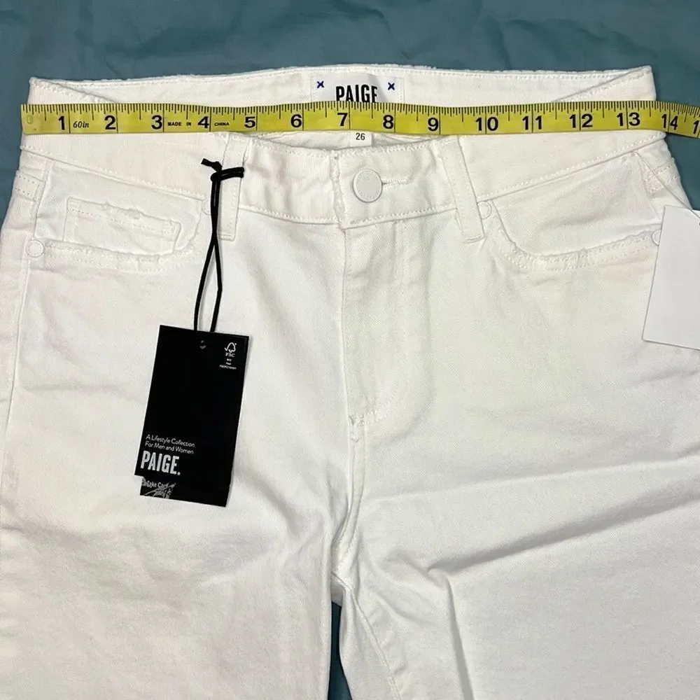 PAIGE Women’s Dove White Jax Cut off Distressed Shorts Size 26